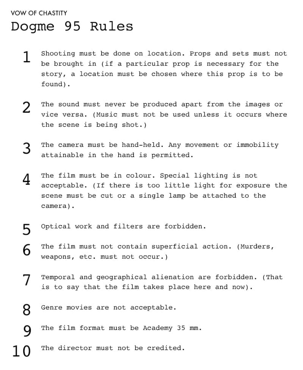 Dogme 95 Manifesto