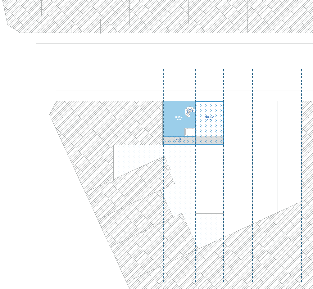 Phasing diagram adding light-blue service zones to the site