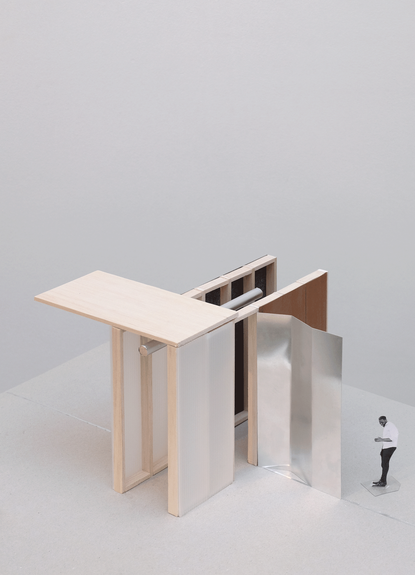 Physical model of a timber portal frame and freestanding wall