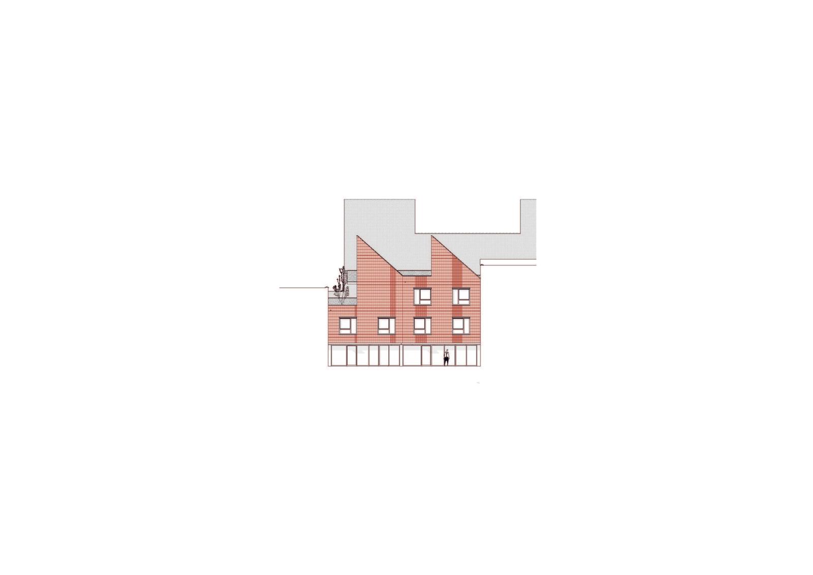 Elevation of the small red-tiled gabled addition