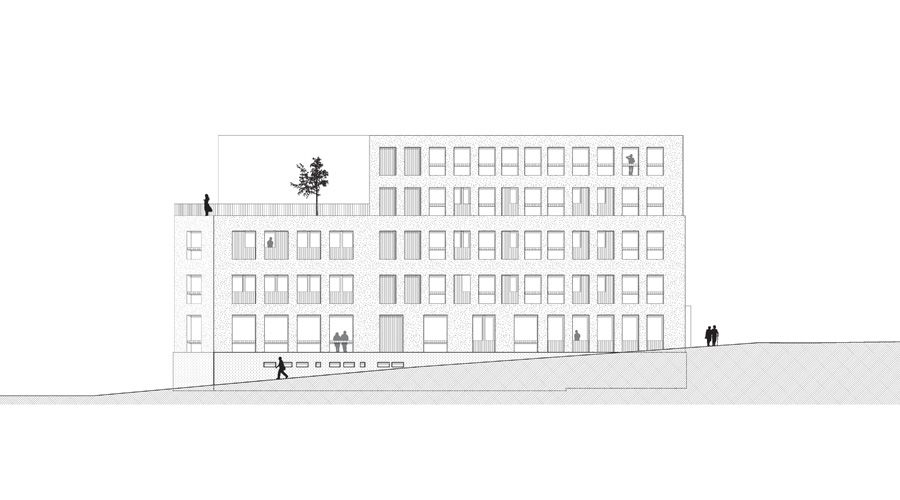 واجهة معمارية مرسومة — زجاج.