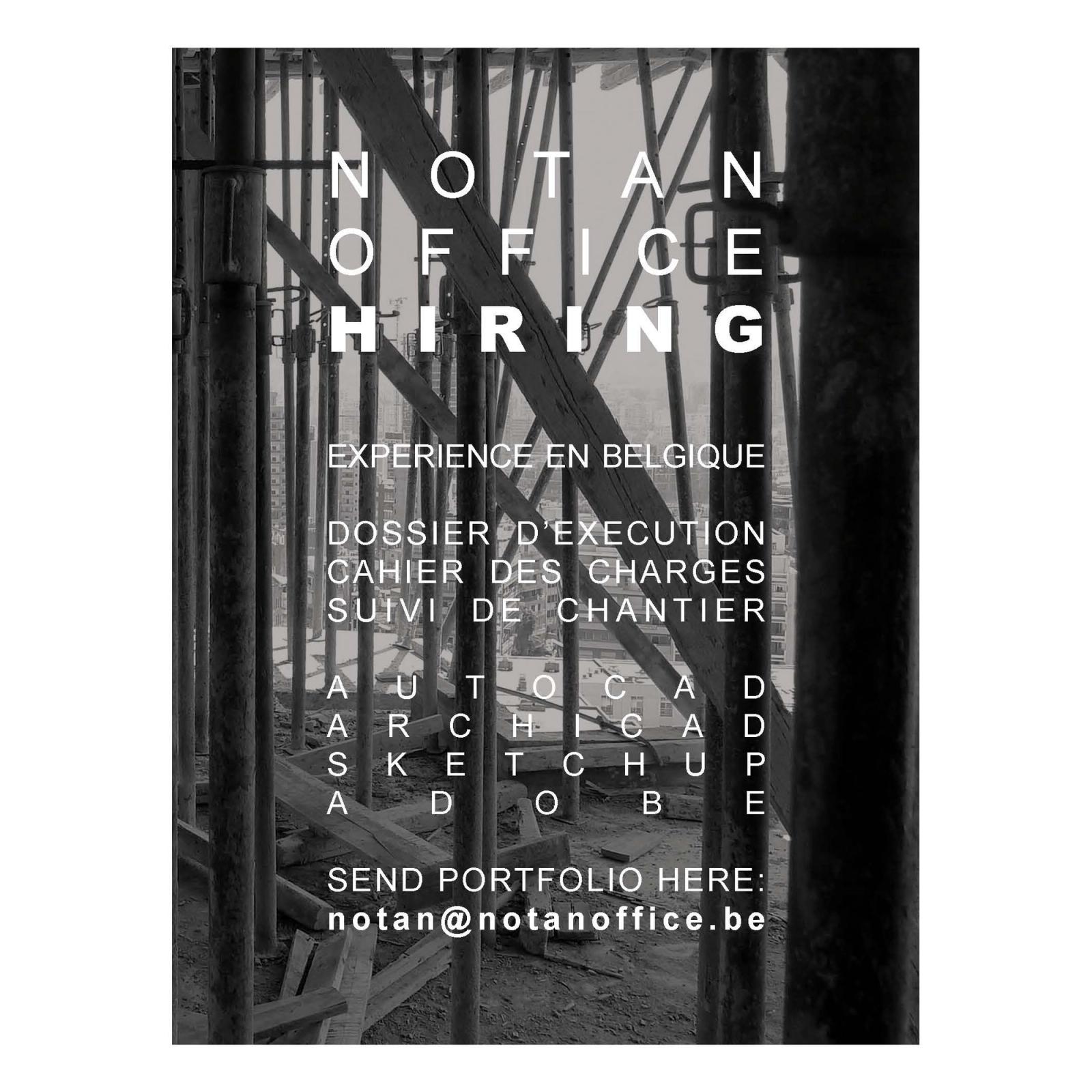 Recruitment poster set over a dark timber architectural façade