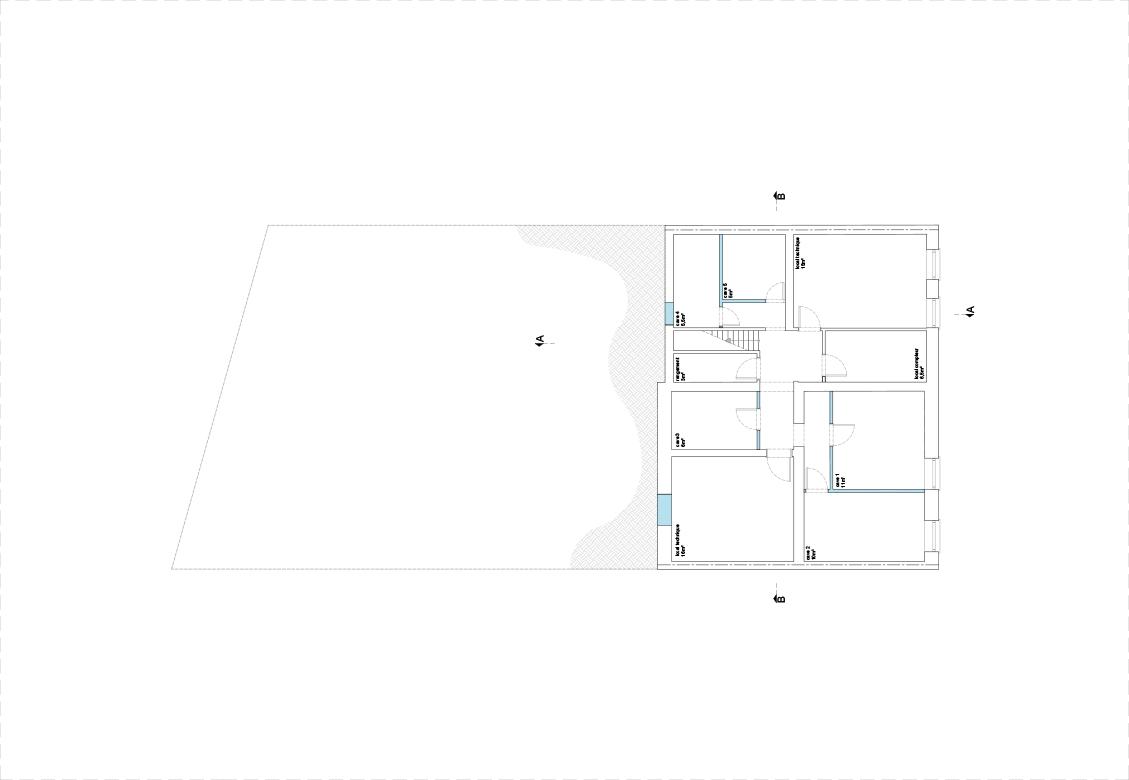 Upper plan with rooms facing a curved garden boundary