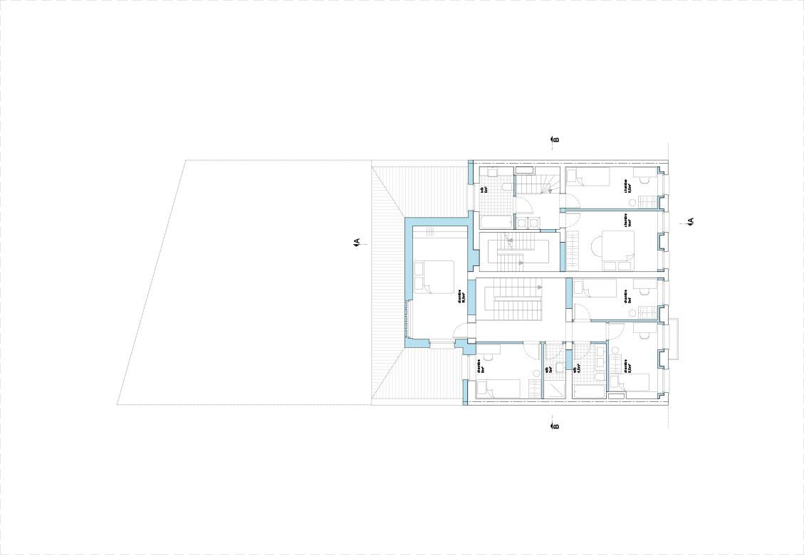 Intermediate floor plan organized around the stair core