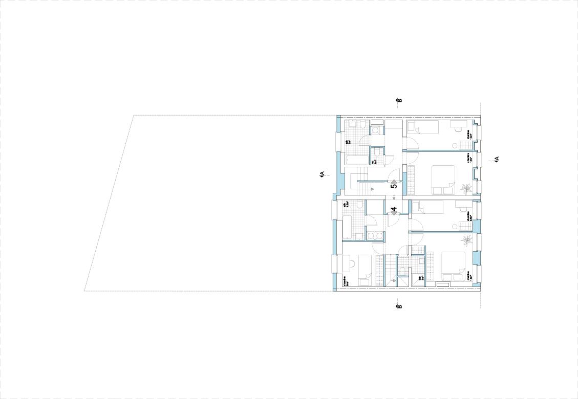 Floor plan of rooms aligned along one side of the plot