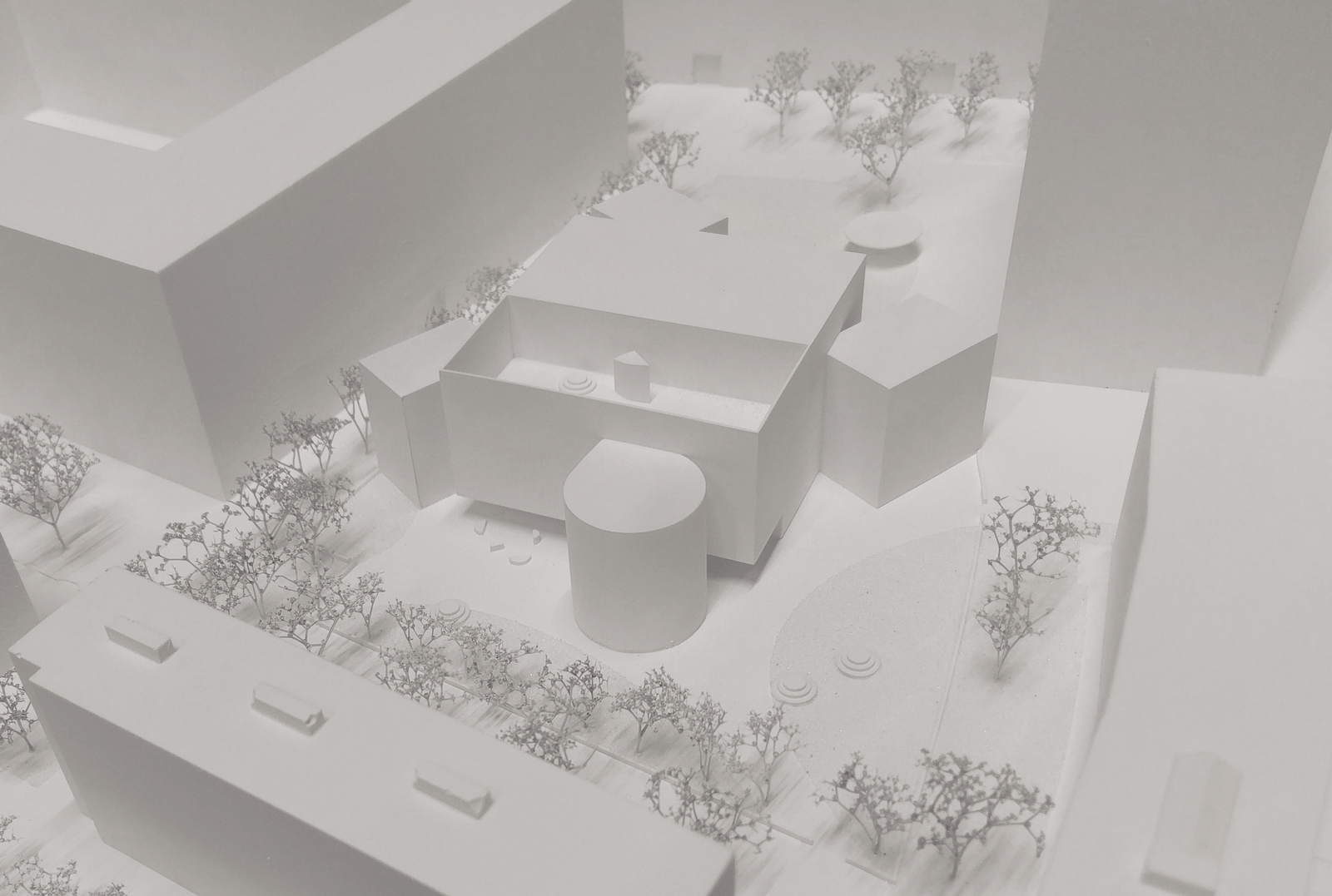 Physical massing model of the clustered complex from the opposite side