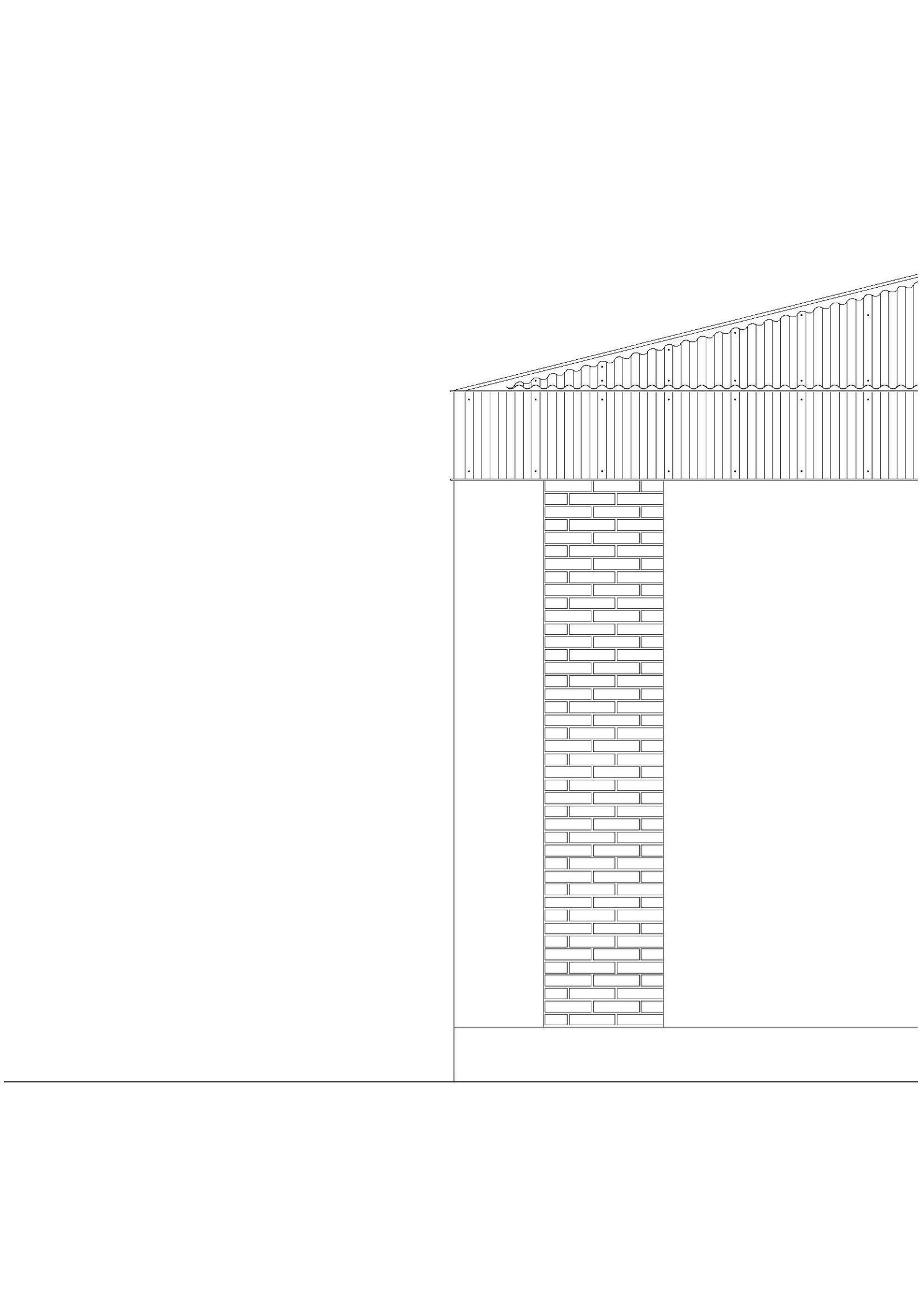 Side elevation of the enclosed upper volume above the low roof