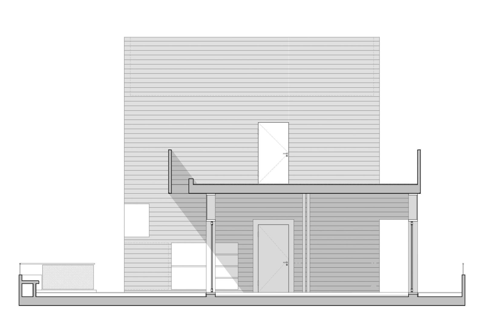 Section through the rooftop staircase, room and open terrace