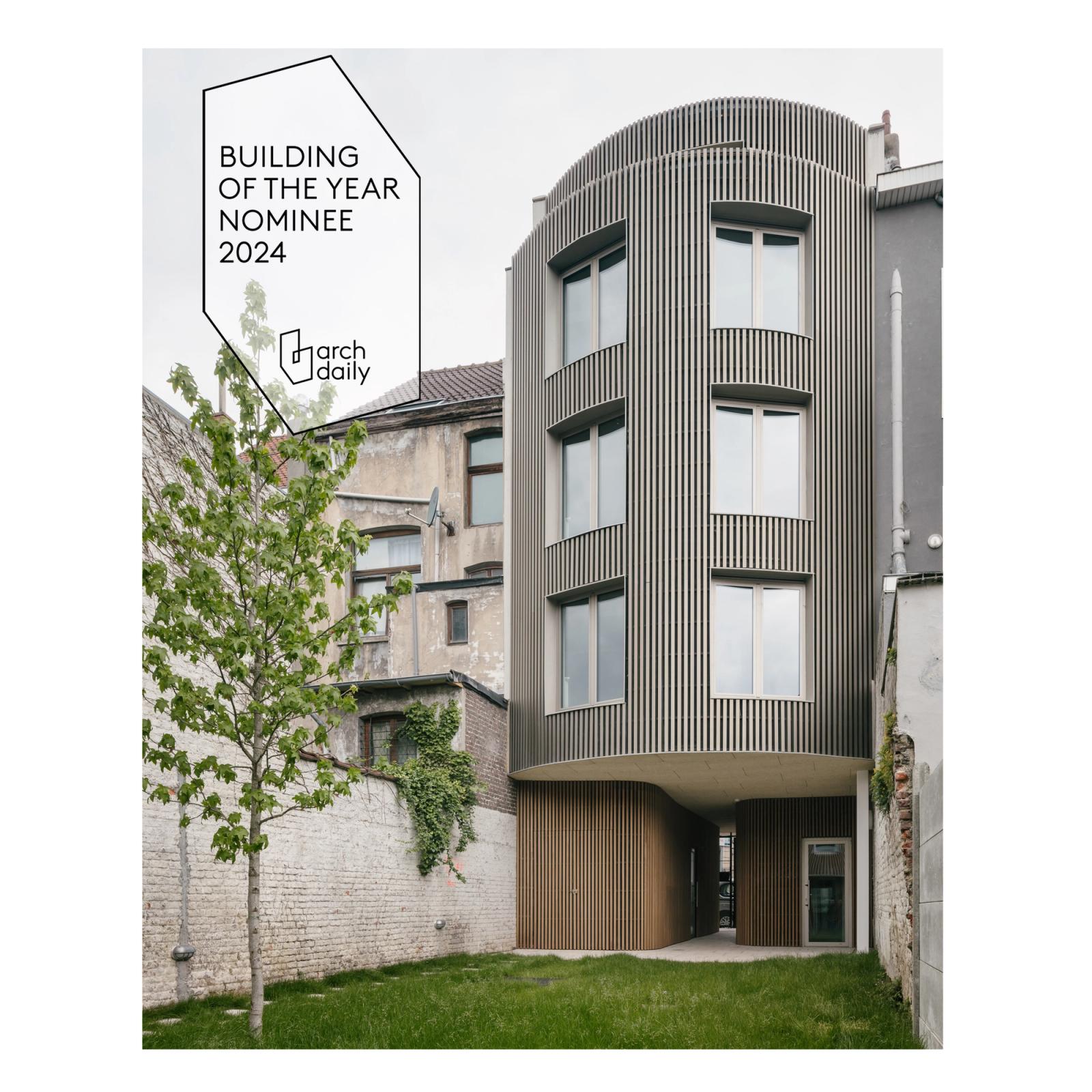 Building award graphic featuring the rounded Koto infill house