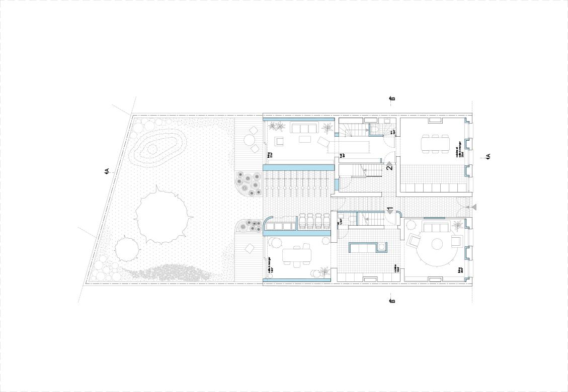Ground-floor plan opening toward the deep rear garden