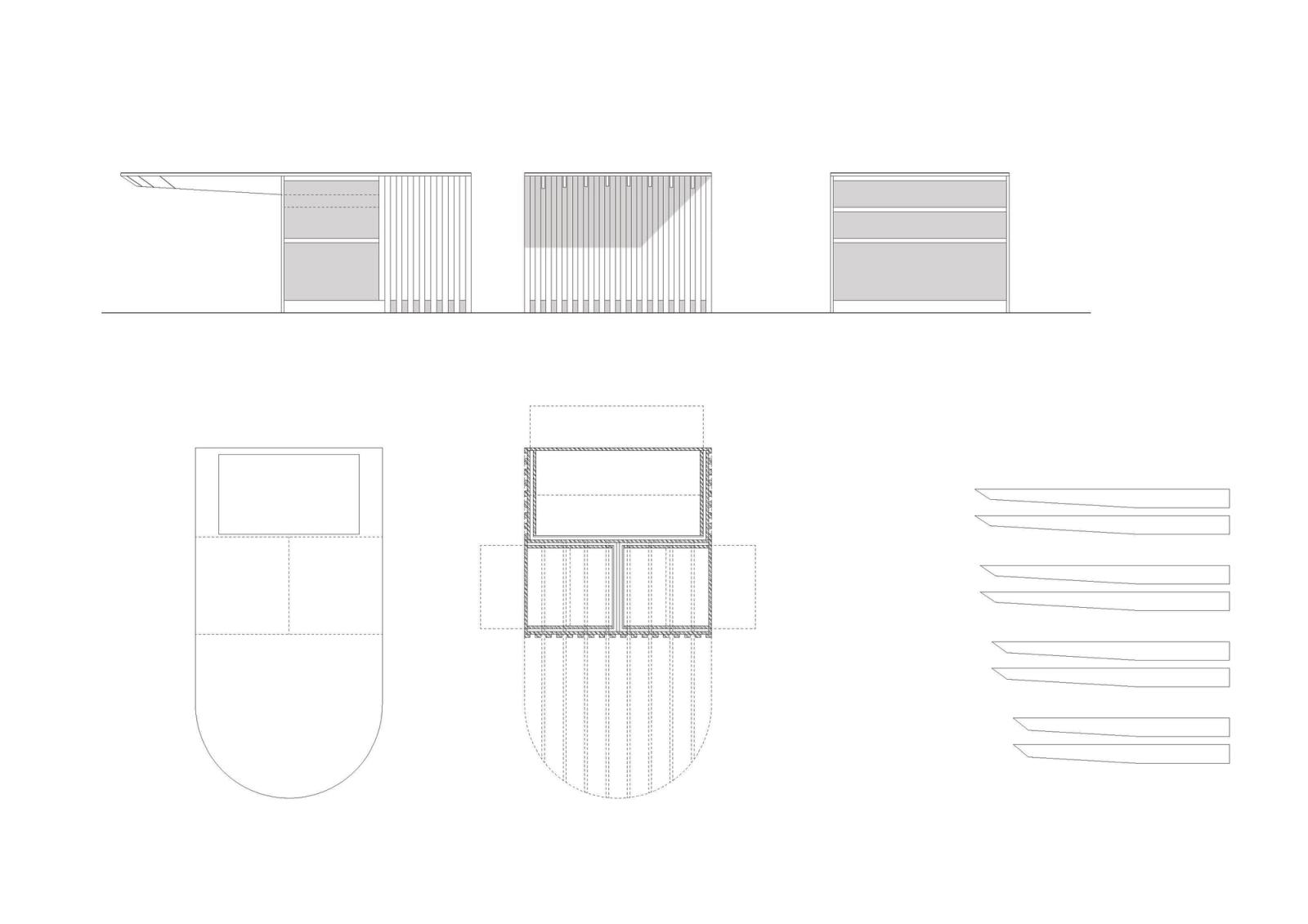 Elevation and detail studies of windows, shutters and cladding