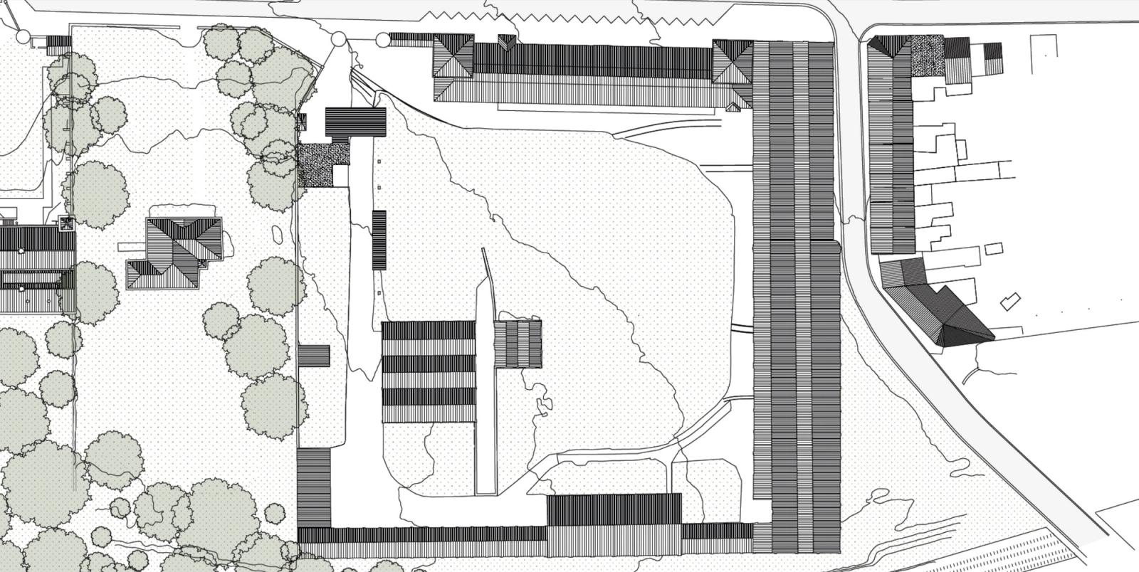 Site plan of sports grounds connected to the existing complex