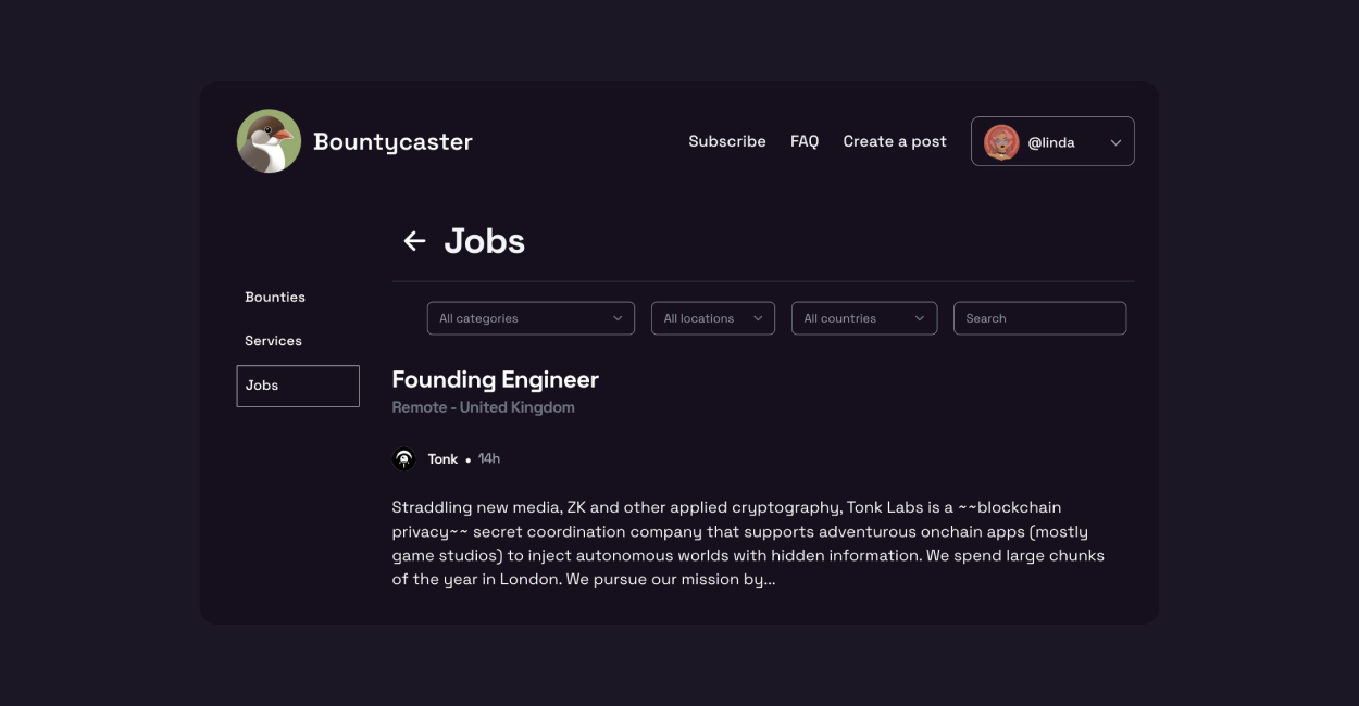 Bountycaster announces 'Jobs' in partnership with Hirechain