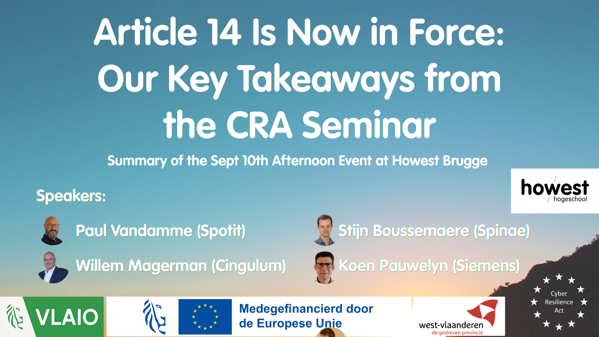 Article 14 Is Now in Force: Our Key Takeaways from the CRA Seminar