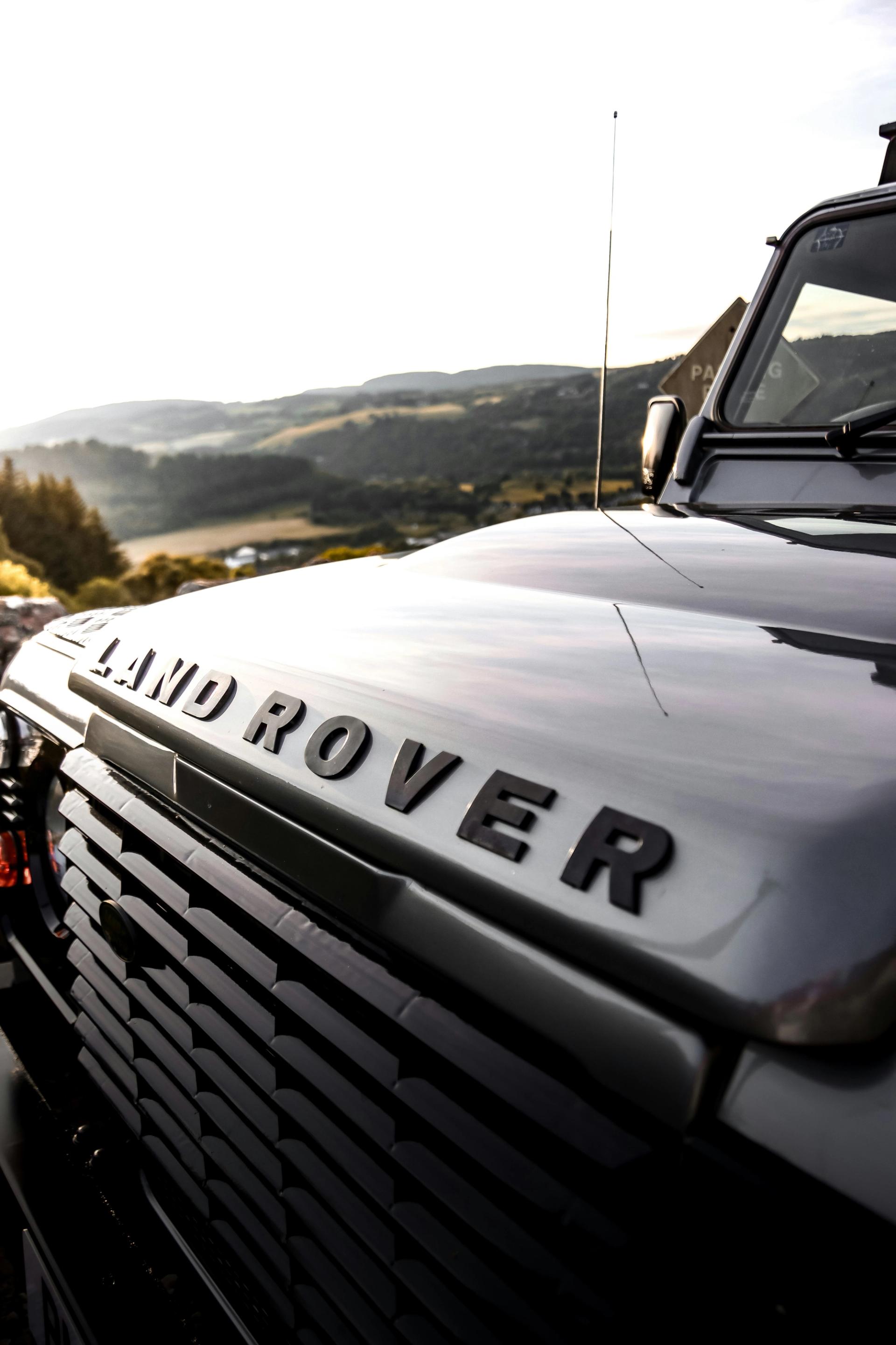 Detailed view of a Range Rover front