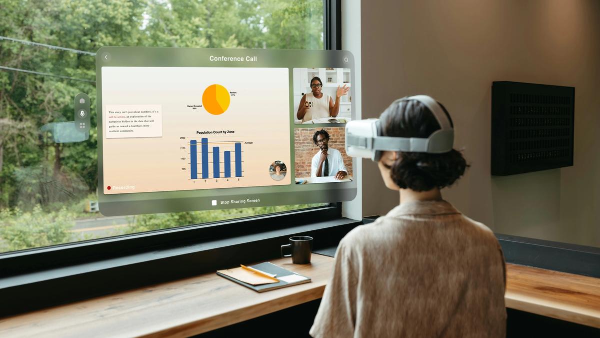 woman having a VR call