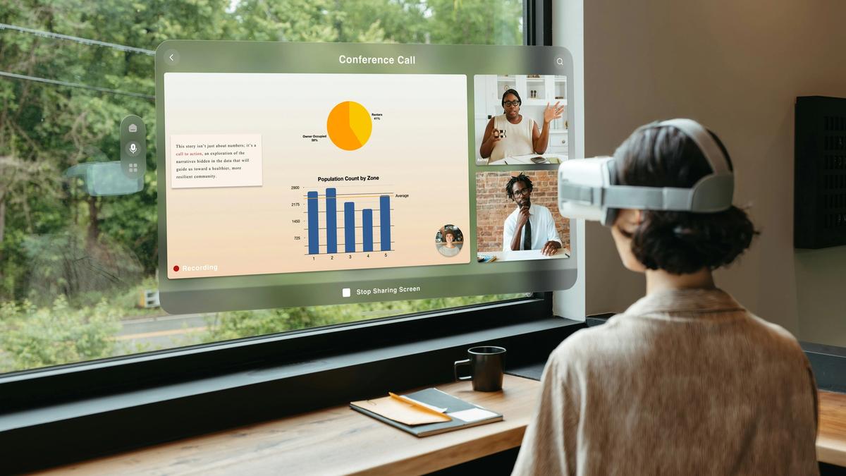 woman having a VR call