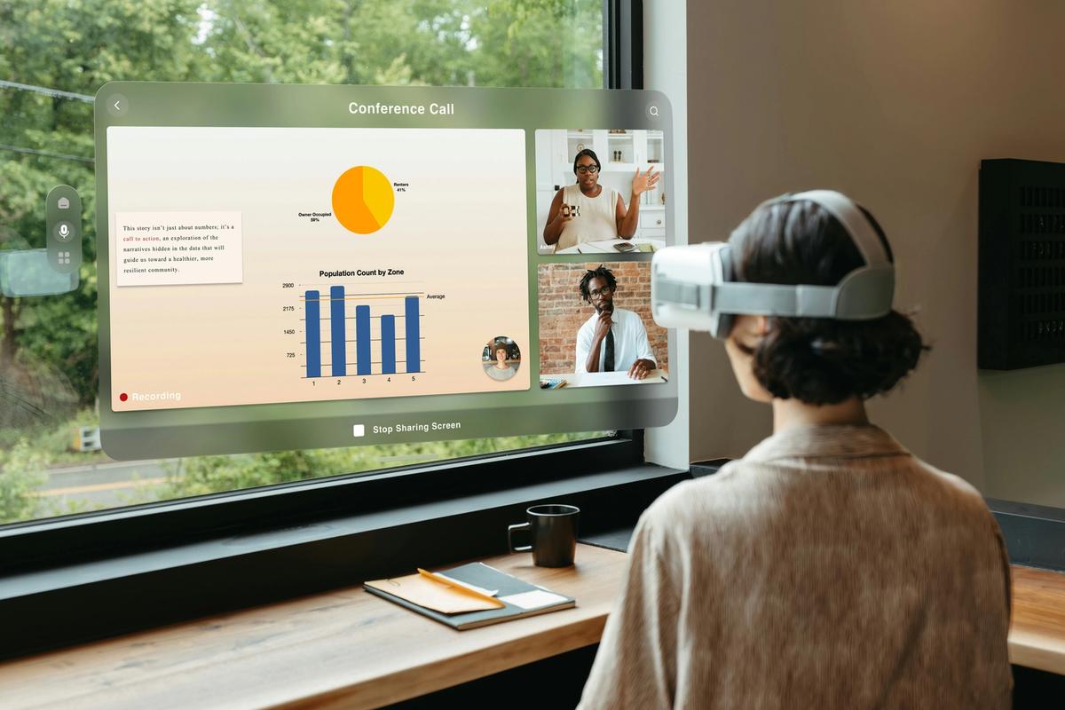 woman having a VR call