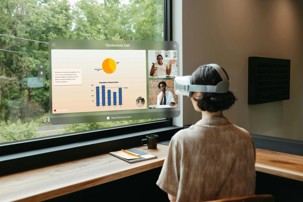 woman having a VR call