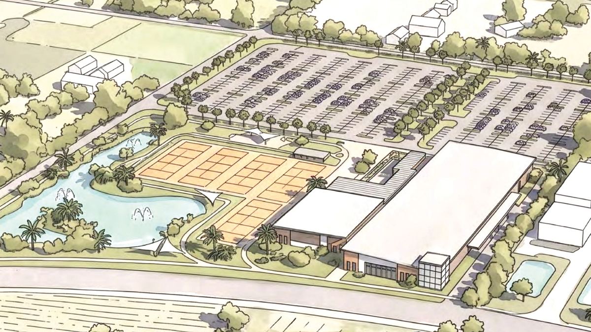 This early render of Seminole County’s proposed new regional indoor sports complex shows off a variety of amenities that will draw an estimated 300,000 sports-tourism visitors to our community every year. The long, rectangular structure on the right will be flexible space that can accommodate up to 7,500 seats. The square section next to it is designed to house a 2,500-seat arena for signature games and events. To the left is outdoor