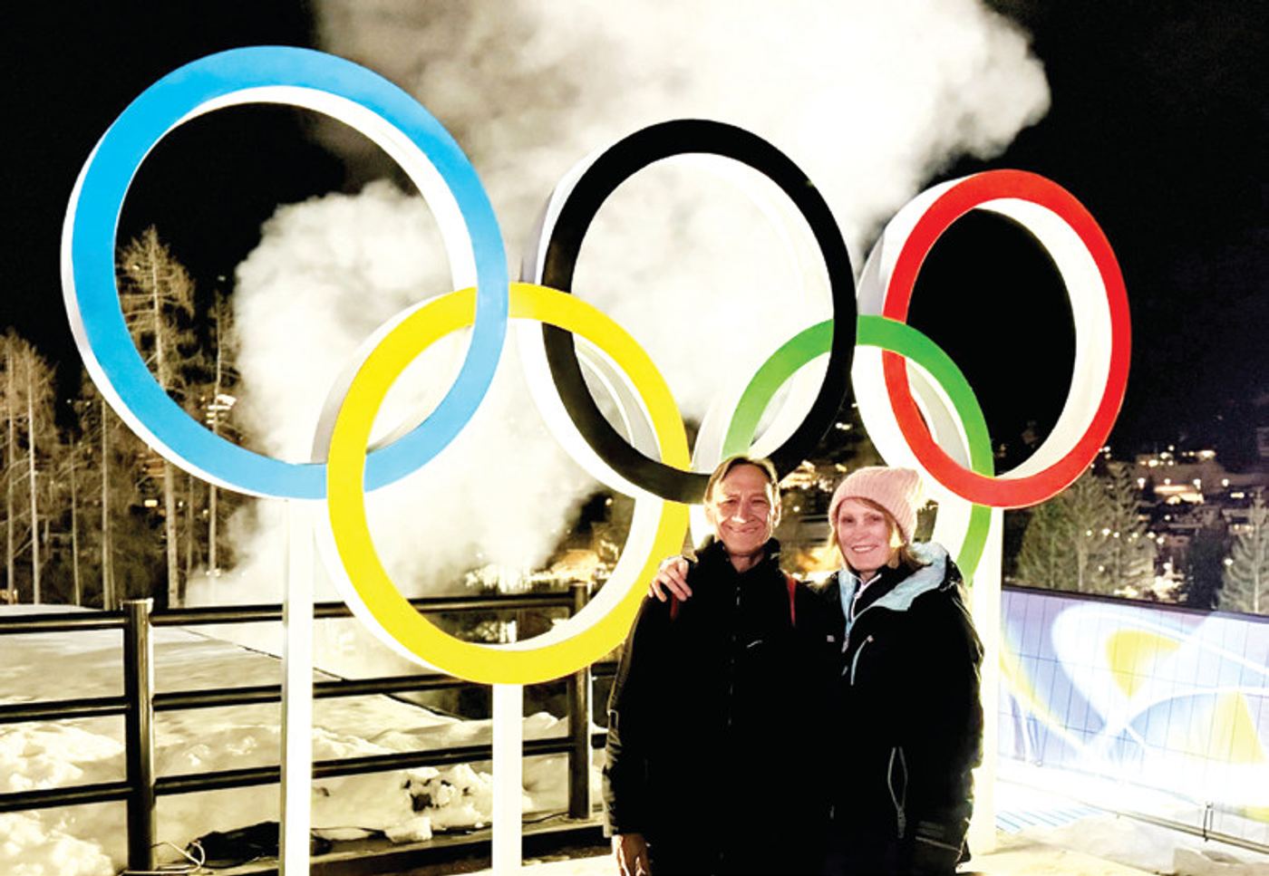 Writer Kevin Fritz and wife Christi at the 2026 Winter Olympics in Italy