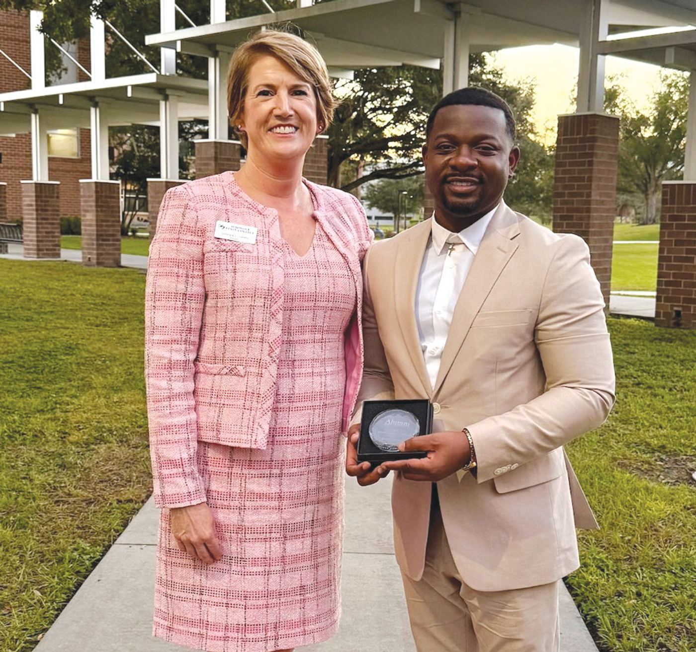 Seminole State President Dr. Georgia Lorenz awarded Britt as a Seminole State Alumni Excellence Honoree.