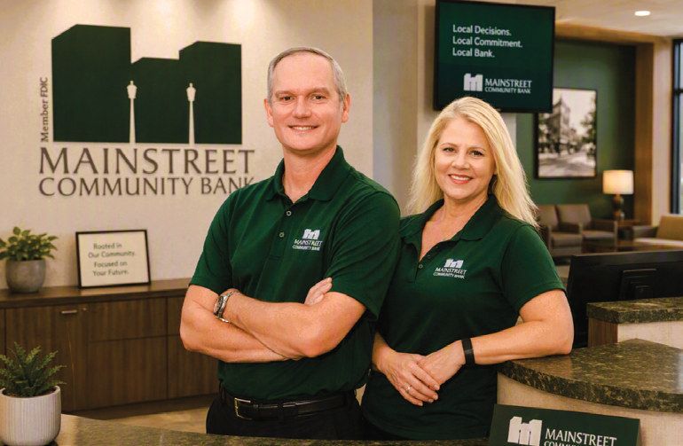 John Newell and Windi Kenroy of Mainstreet Community Bank in Oviedo, which sets itself apart with exceptional customer service and community involvement