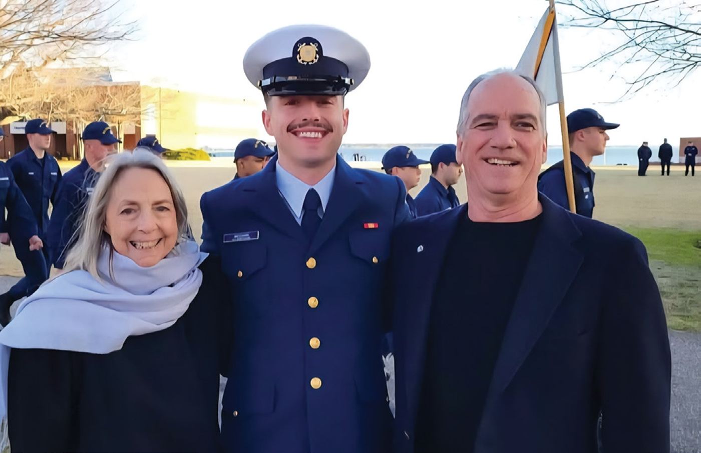 Petty Officer Ben McCann of the U.S. Coast Guard with his parents, Katherine and Kevin McCann. Kevin is the mayor of Winter Springs and a proponent of initiatives such as the Winter Springs Veterans Banner Program.