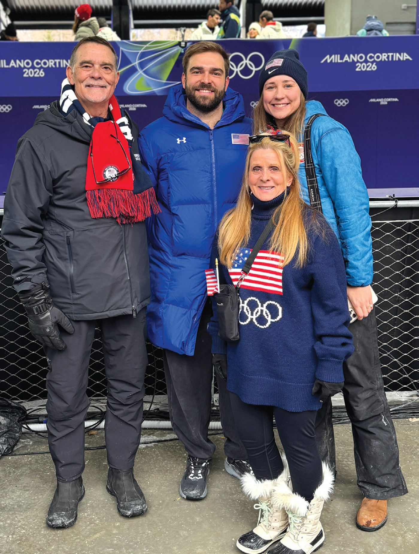 Josh Williamson (center) with wife Kristen Bujnowski and parents Steve and Kay Williamson