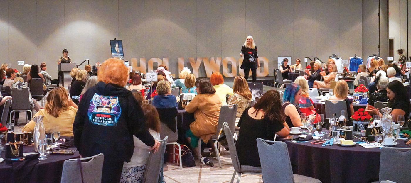 1. Lake Mary Woman’s Club board members 2. Jean Brown and Ellen Blake 3. Bonnie Albert (right) with her daughter Amy Perlstein 4. Shay Northrop 5. Brooks Junnier runs a wine pull. 6. Kendra Kokoska makes a bid at the silent auction. 7. Designers Sandie Singer, Angie Kopp, Clara Schneider, and Julie Sutherland from Em’z on Fifth. 8. Jamison and Nancy Crawford with Clara Schneider 9. Marilynn Thomas and Megan Quaquarucci try on accessories. 10. The fashion show is the highlight of the gala.