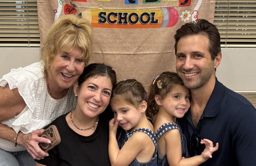 Families on the first day of school at the Richard S. Adler Early Childhood Learning Center