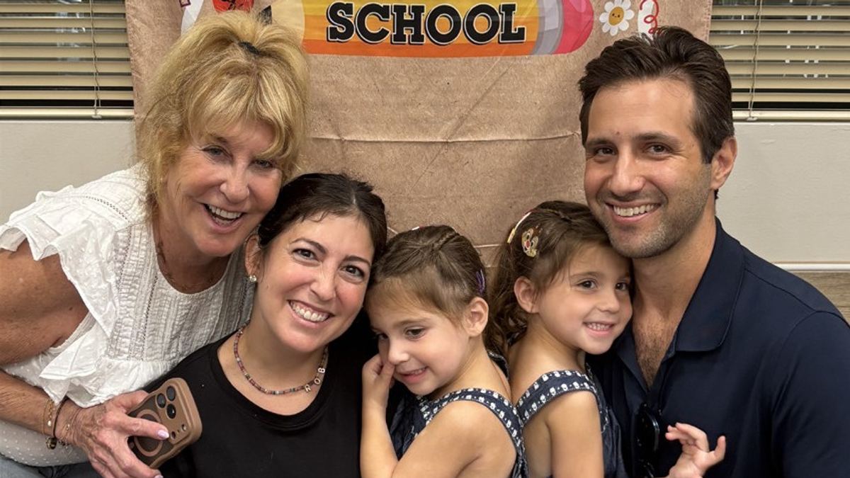 Families on the first day of school at the Richard S. Adler Early Childhood Learning Center