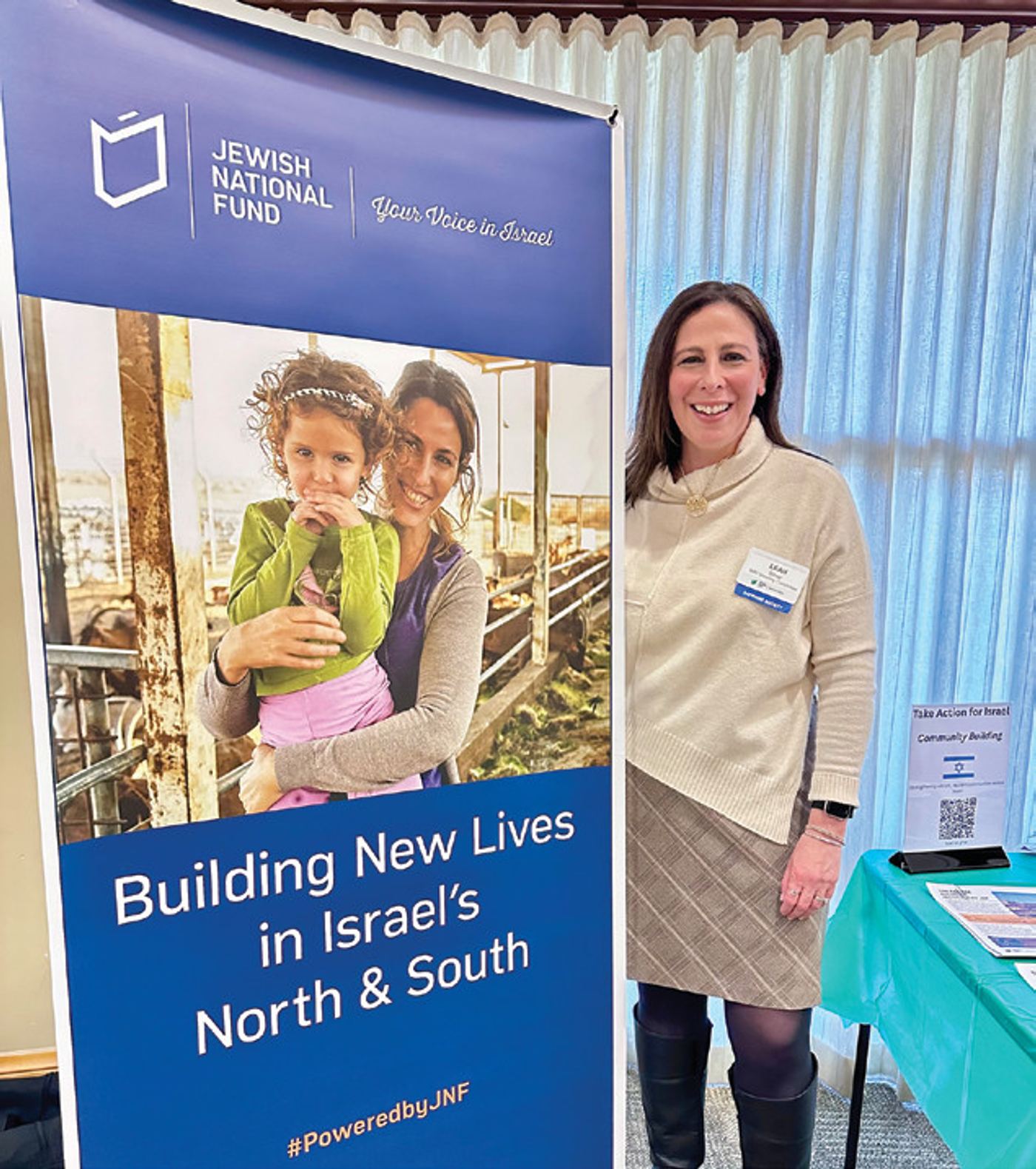 A JNF-USA “Building New Lives in Israel’s North & South” banner