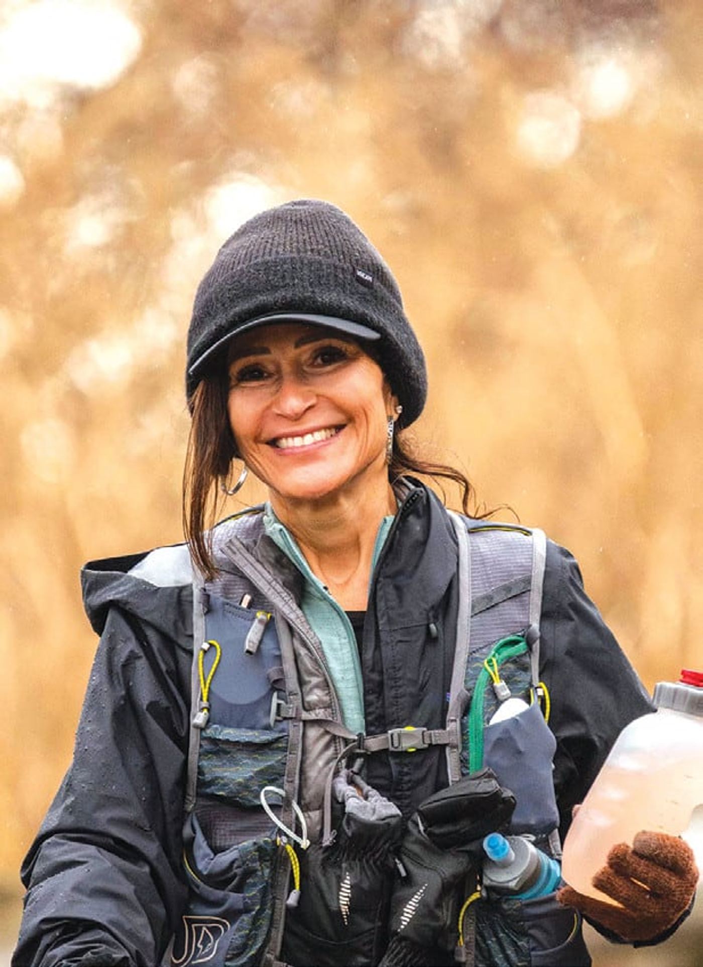 Betsy Cohen during a cold-weather marathon