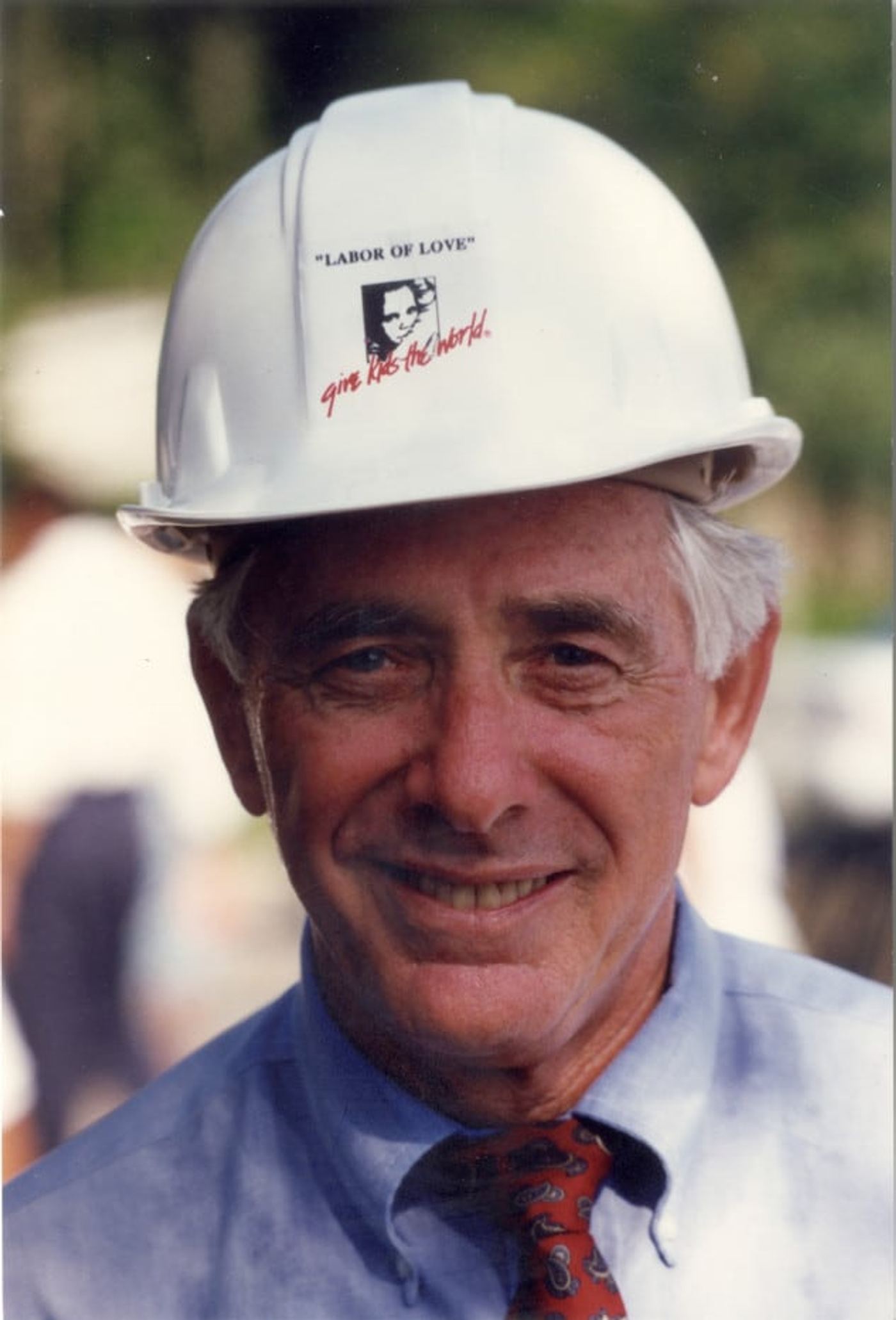 Henri Landwirth in a hard hat