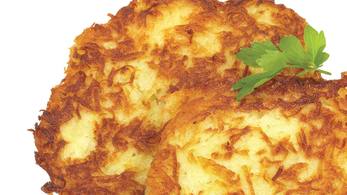 Golden potato latkes
