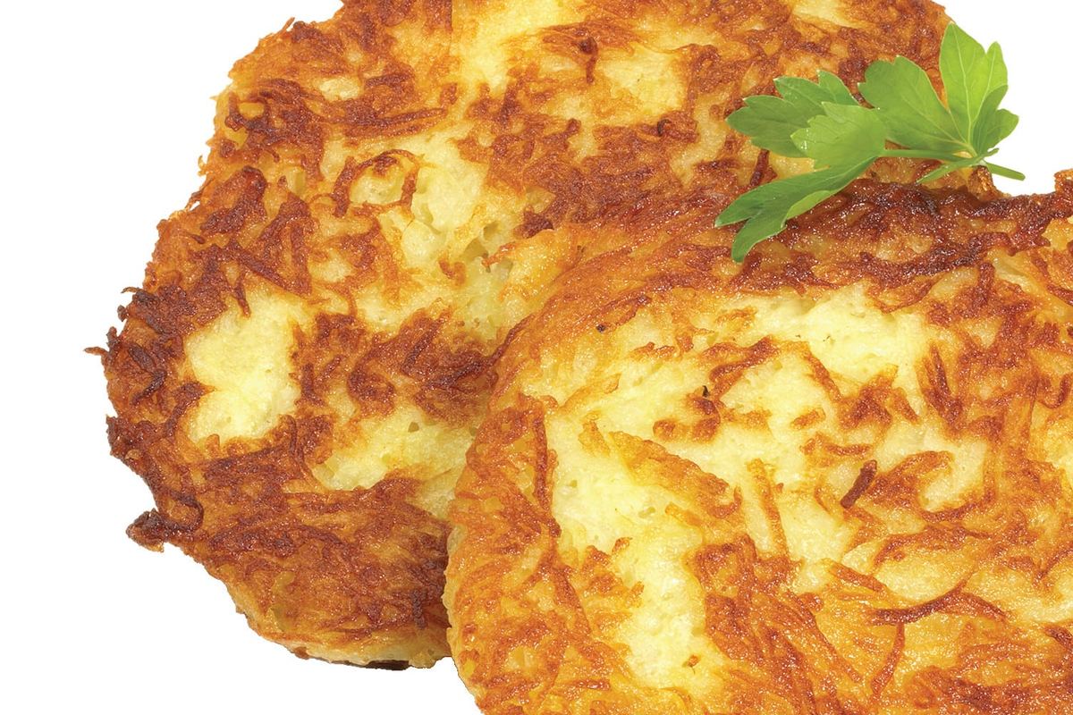 Golden potato latkes