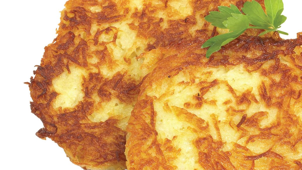 Golden potato latkes