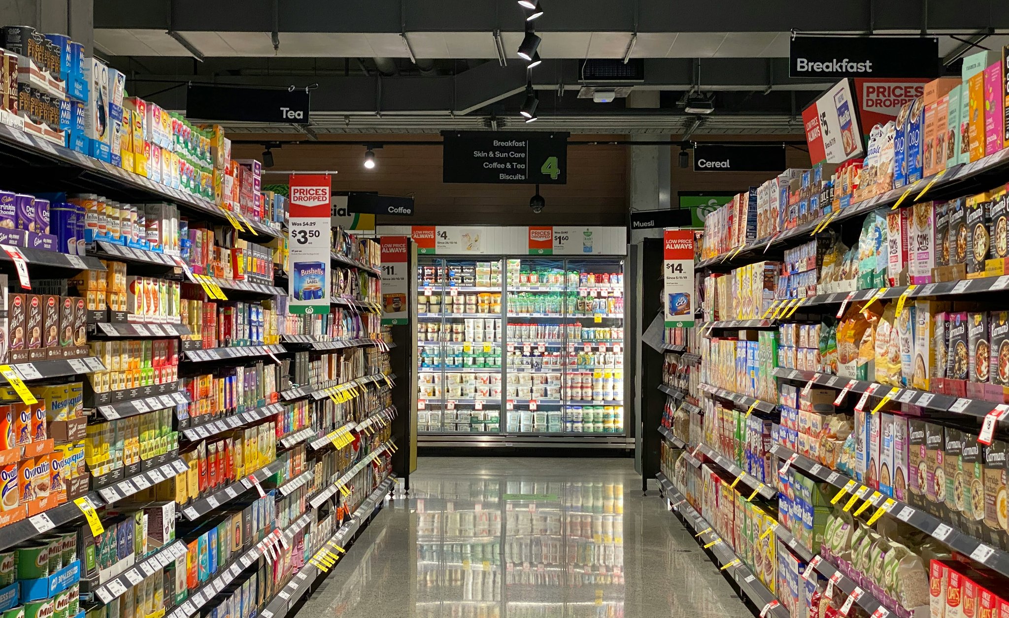 Grocery store aisle representing commodities