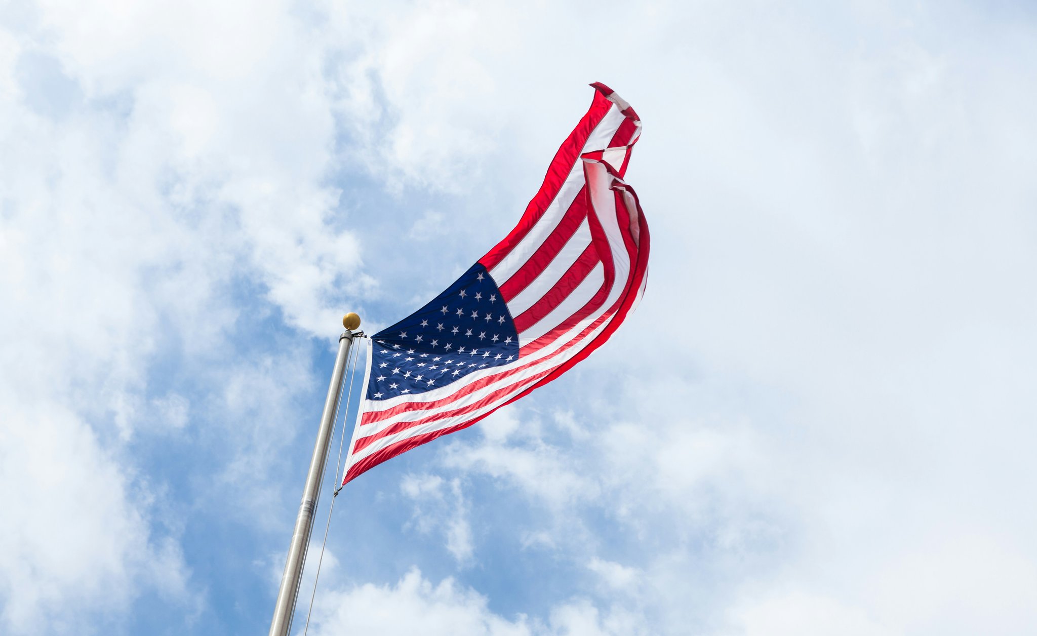 American flag flying in the sky