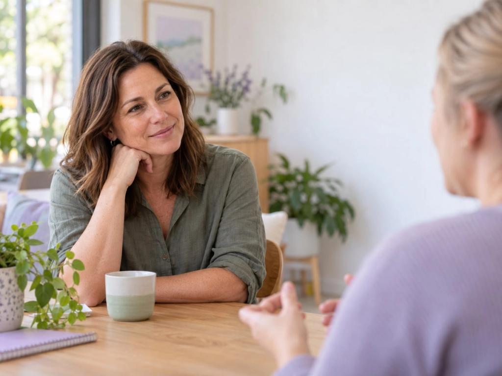 An experienced support specialist listening during a one-on-one conversation