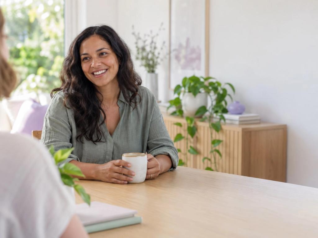 A welcoming support advisor smiling during a conversation