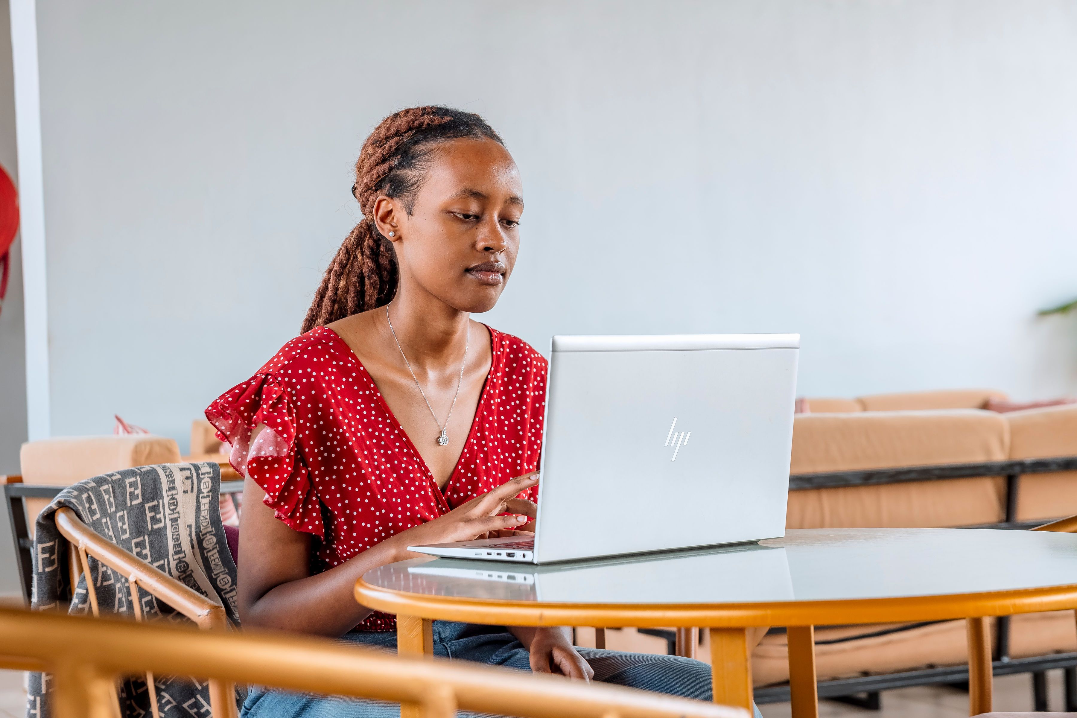 A women working on her laptop