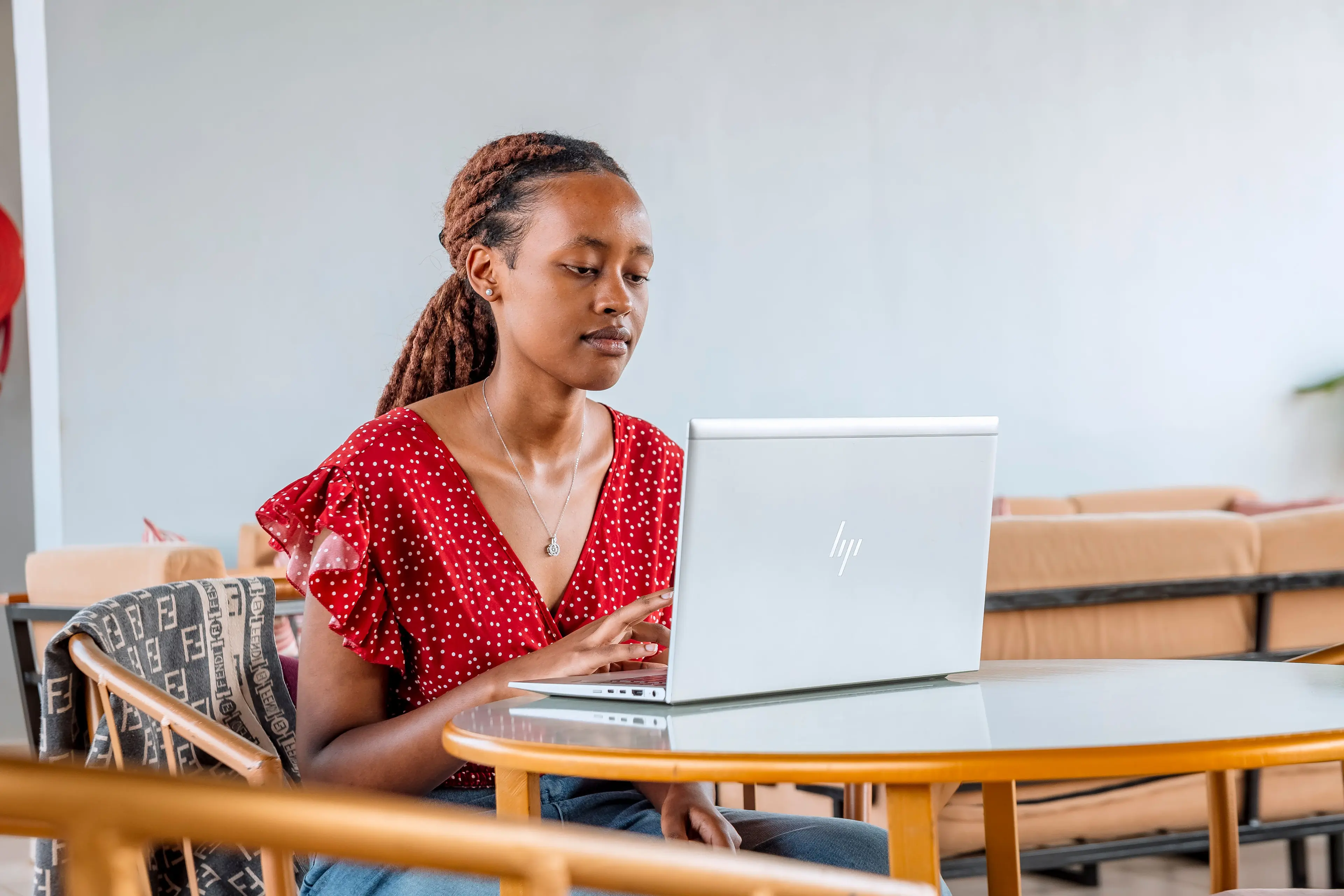 A women working on her laptop