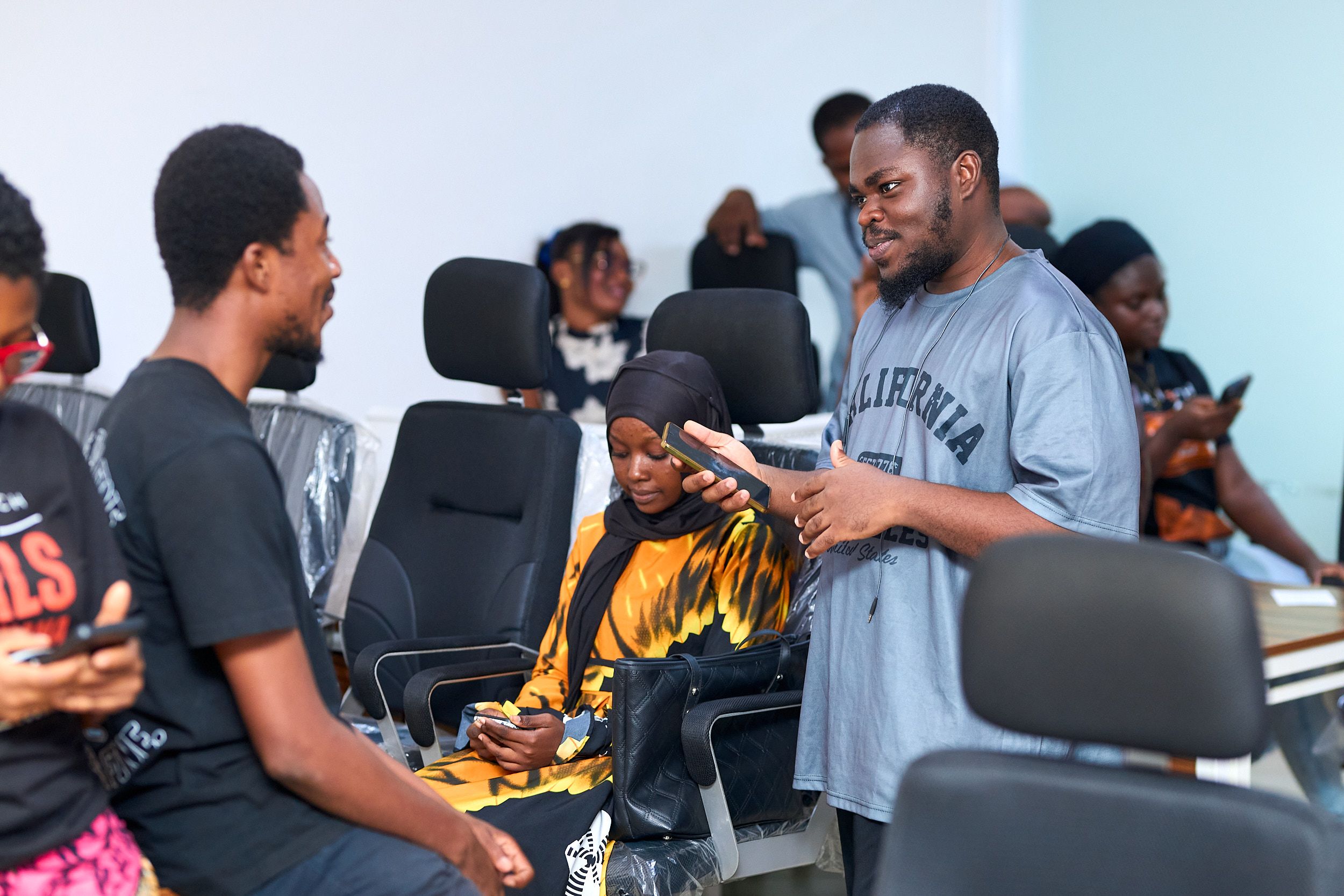two young men interacting