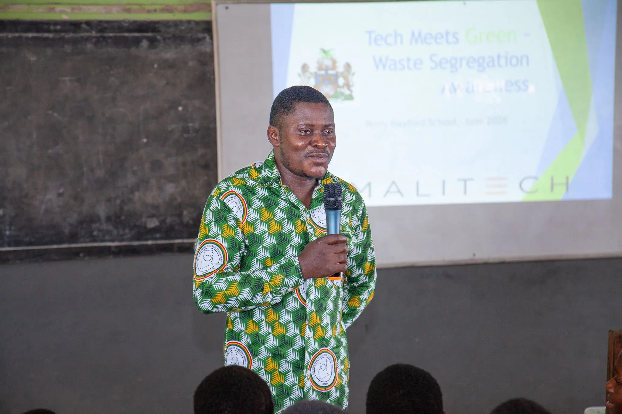 A man, George Owusu of STMA addressing students