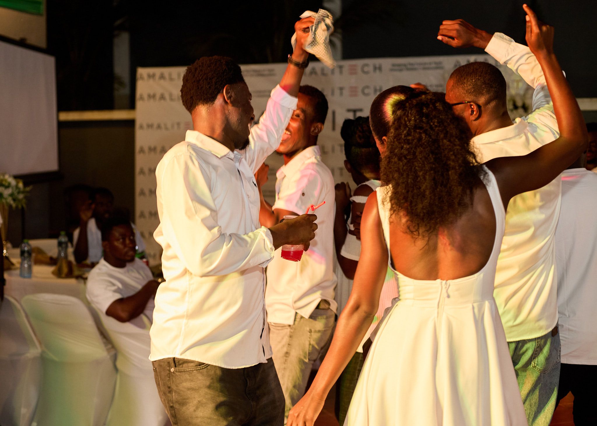 a group of people partying