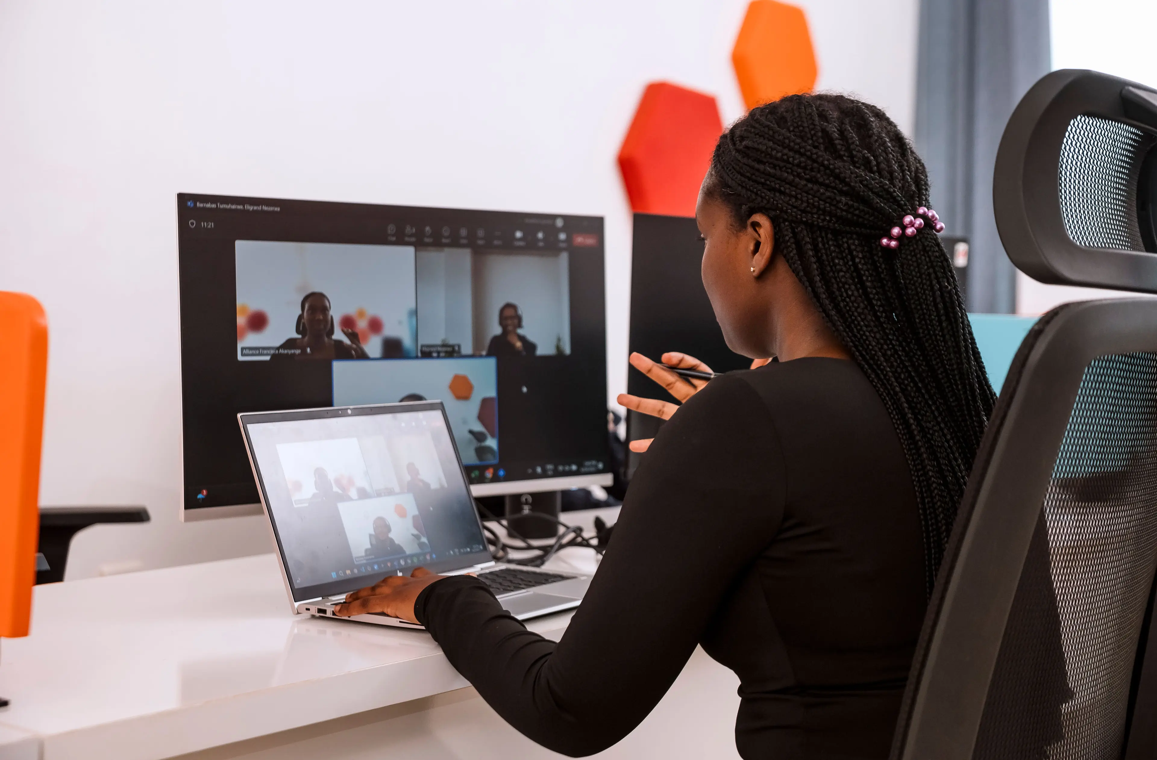 A person in an online meeting