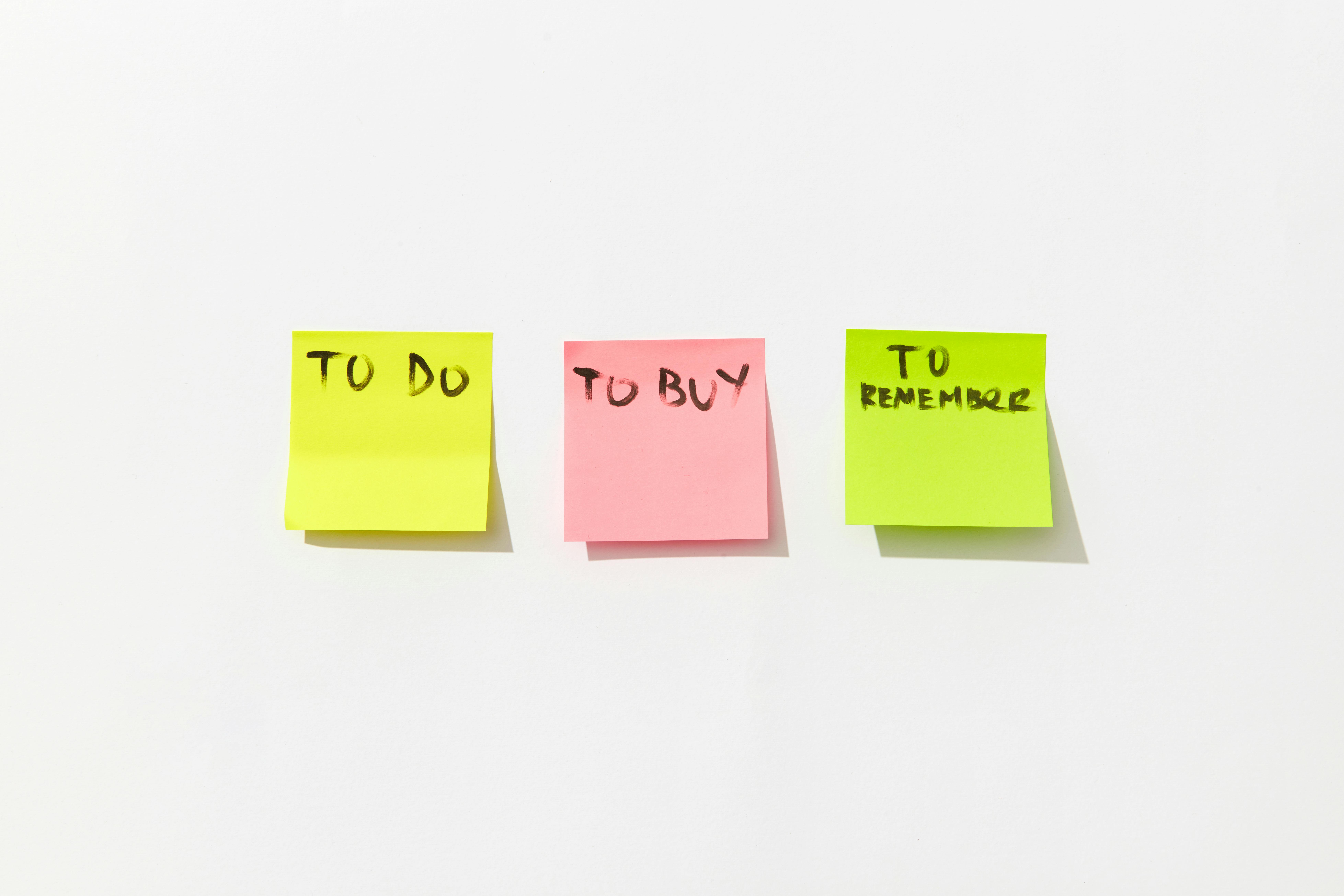 Sticky Notes with Messages on White Background