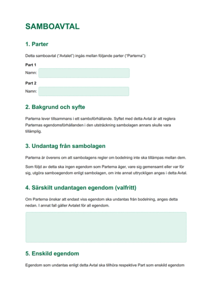 Samboavtal Hyresrätt